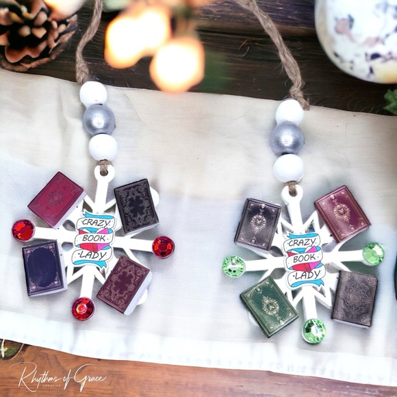 Crazy Book Lady Christmas Ornament: A Whimsical Tribute to Book Lovers! Handmade - Picture 1 of 16